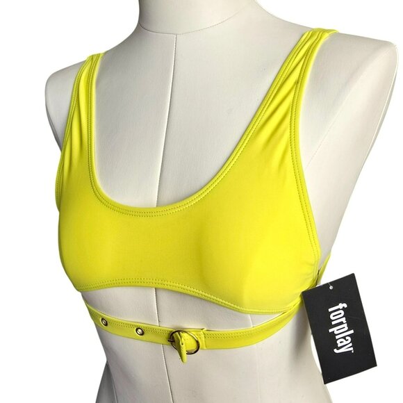 Forplay NWT Yellow Bikini Top Bralette With Buckle Detail Size S - Picture 2 of 7